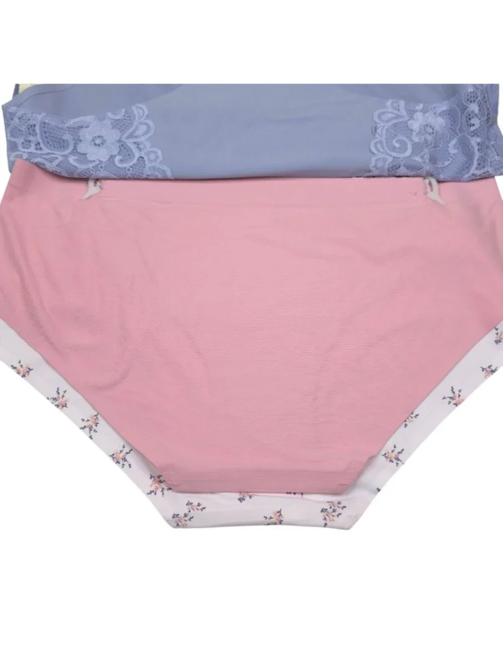 Laura Ashley L 5-Pack No-Show Lace Trim Panties Super Soft Hipster Pink Blue Yel